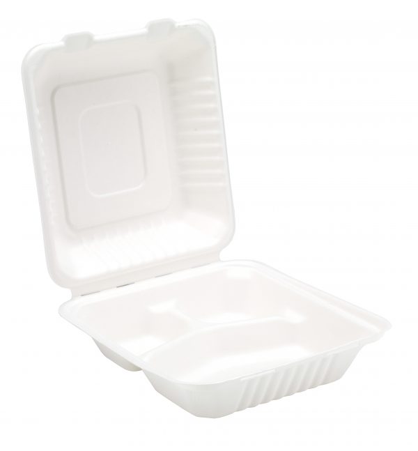 Biodegradable sugarcane 3 Compartment box