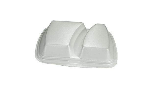 Large White Two Compartment Polystyrene Meal Boxes