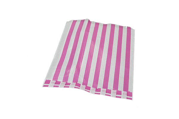 pink and white stripe paper bags