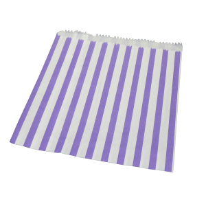 purple and white stripe paper bags