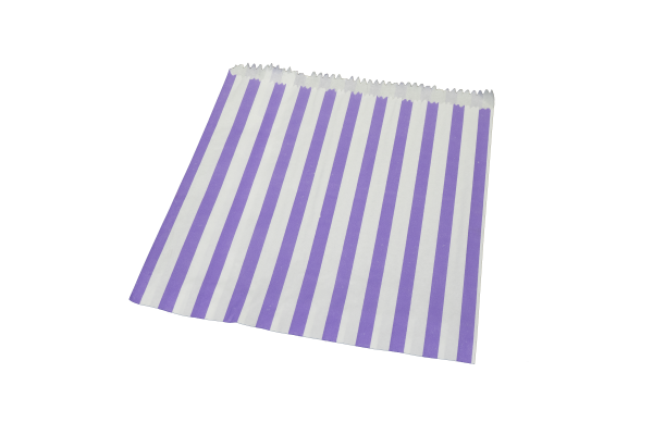 purple and white stripe paper bags