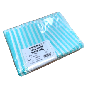 Blue and White Striped Paper Bags