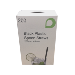 Black Plastic Spoon Straw